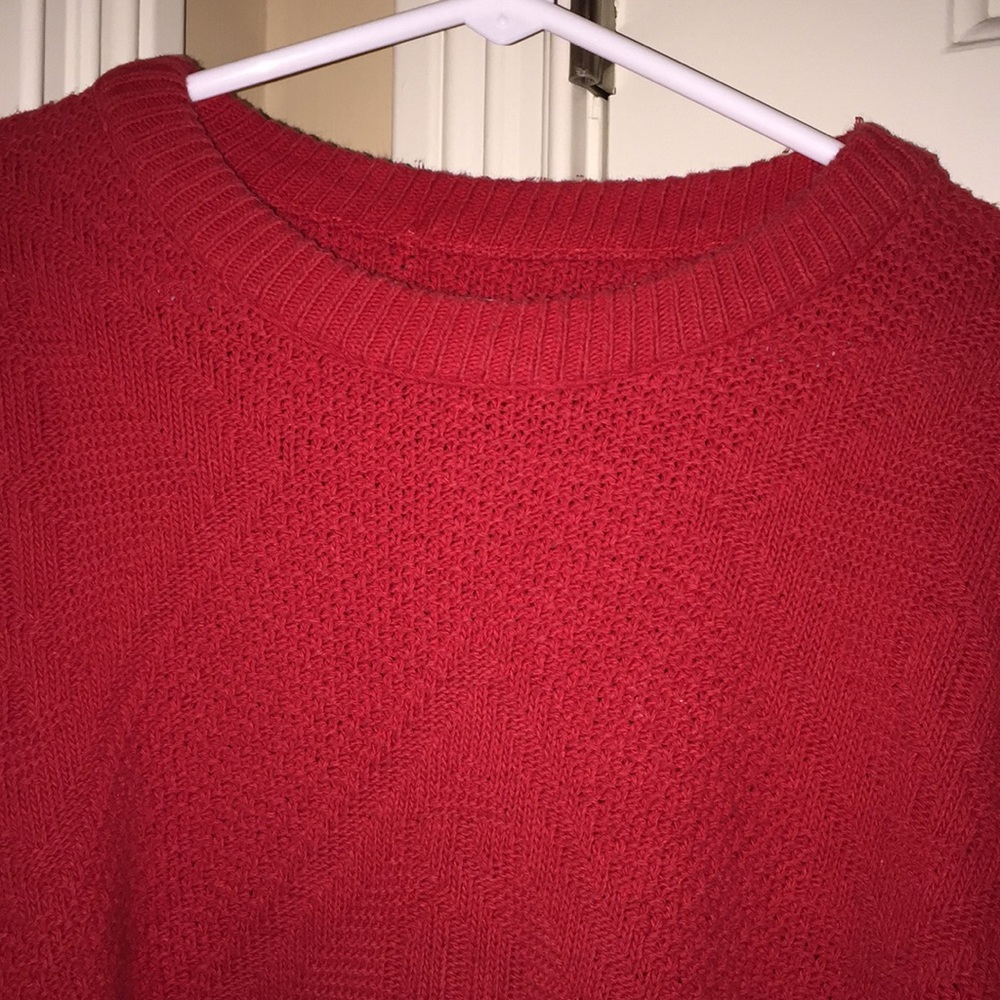 Red Sweater With Diamond Pattern - image 5